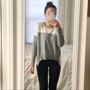 Banana Republic Zipper Boxy Sweater White/Tan/Gray